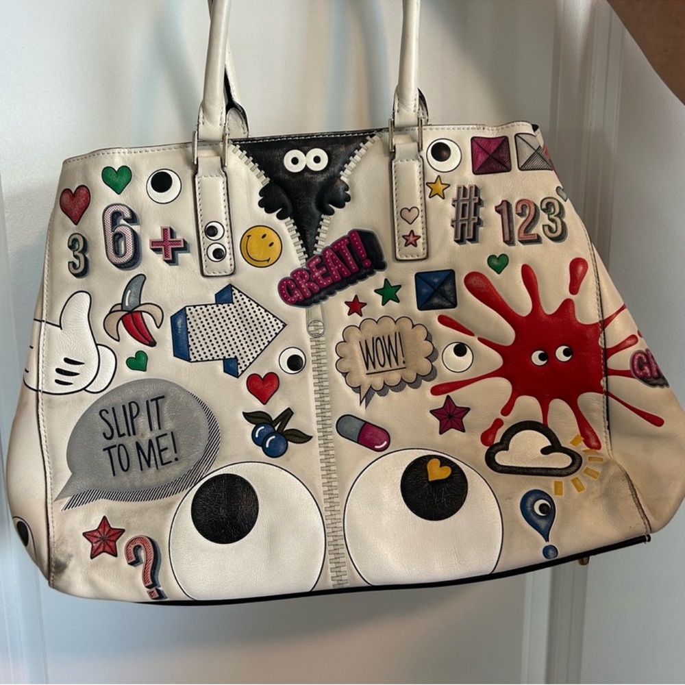 Anya Hindmarch Cream Graphic Tote Bag size medium. - Picture 4 of 16